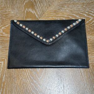 B-Low the Belt black vegan leather envelope clutch